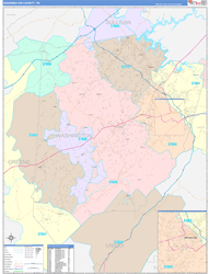 Washington County, TN Wall Map Color Cast Style 2024