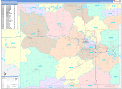 Washtenaw County, MI Wall Map Color Cast Style 2024