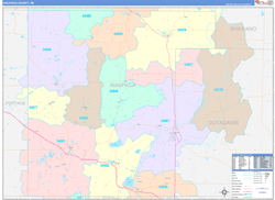Waupaca County, WI Wall Map Color Cast Style 2024