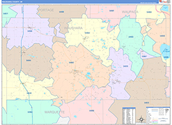 Waushara County, WI Wall Map Color Cast Style 2026