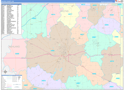 Wayne County, OH Wall Map Color Cast Style 2024