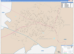 Waynesboro County, VA Wall Map Color Cast Style 2026