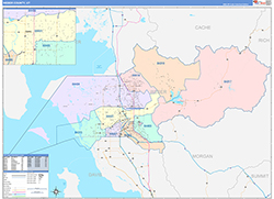 Weber County, UT Wall Map Color Cast Style 2026