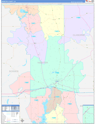 WebsterParish (County), LA Wall Map Color Cast Style 2023