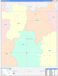 Webster County, NE Wall Map Color Cast Style 2023