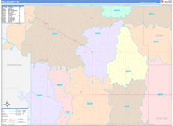 Wells County, ND Wall Map Color Cast Style 2023