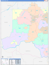 Whitman County, WA Wall Map Color Cast Style 2024
