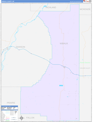 Wibaux County, MT Wall Map Color Cast Style 2024