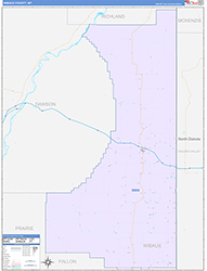 Wibaux County, MT Wall Map Color Cast Style 2026