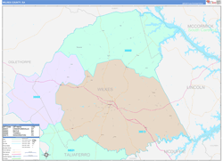 Wilkes County, GA Wall Map Color Cast Style 2024