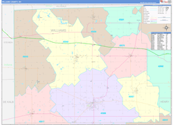 Williams County, OH Wall Map Color Cast Style 2024