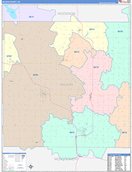 Wilson County, KS Wall Map Color Cast Style 2026