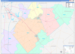 Wilson County, TX Wall Map Color Cast Style 2024