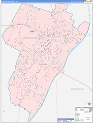 Winchester County, VA Wall Map Color Cast Style 2026