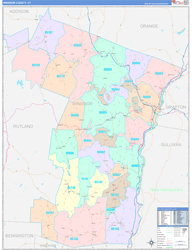 Windsor County, VT Wall Map Color Cast Style 2024