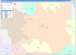 Winston County, MS Wall Map Color Cast Style 2024