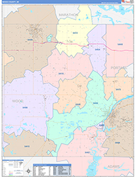 Wood County, WI Wall Map Color Cast Style 2026