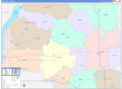 Woodford County, IL Wall Map Color Cast Style 2024
