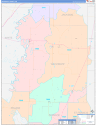 Woodruff County, AR Wall Map Color Cast Style 2024