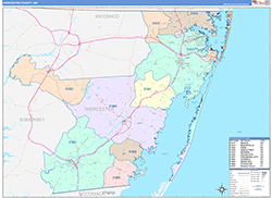 Worcester County, MD Wall Map Color Cast Style 2026