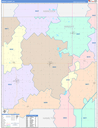 Wright County, IA Wall Map Color Cast Style 2026
