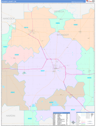 Wyandot County, OH Wall Map Color Cast Style 2024