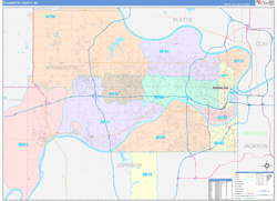 Wyandotte County, KS Wall Map Color Cast Style 2024
