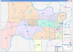 Wyandotte County, KS Wall Map Color Cast Style 2026