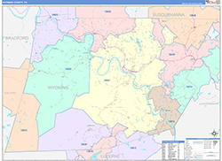 Wyoming County, PA Wall Map Color Cast Style 2026