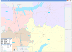 Yalobusha County, MS Wall Map Color Cast Style 2024