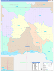 Yankton County, SD Wall Map Color Cast Style 2024