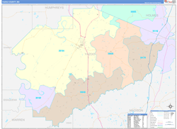 Yazoo County, MS Wall Map Color Cast Style 2024