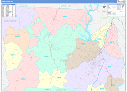 York County, SC Wall Map Color Cast Style 2024