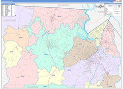York County, SC Wall Map Color Cast Style 2026