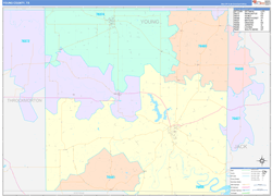 Young County, TX Wall Map Color Cast Style 2024