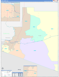 Yuma County, AZ Wall Map Color Cast Style 2024