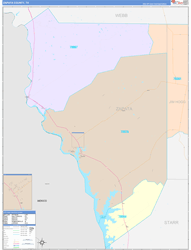 Zapata County, TX Wall Map Color Cast Style 2024
