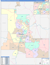 Albuquerque Metro Area Wall Map Color Cast Style 2026