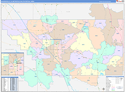 Bakersfield Metro Area Wall Map Color Cast Style 2026