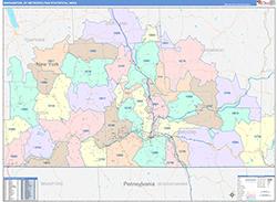 Binghamton Metro Area Wall Map Color Cast Style 2026