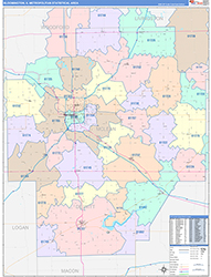 Bloomington Metro Area Wall Map Color Cast Style 2026