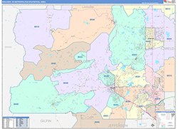 Boulder Metro Area Wall Map Color Cast Style 2026