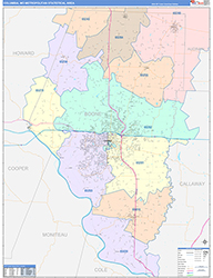 Columbia Metro Area Wall Map Color Cast Style 2026
