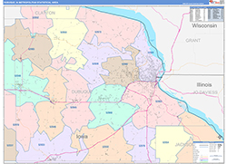 Dubuque Metro Area Wall Map Color Cast Style 2026