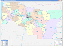 Eugene Metro Area Wall Map Color Cast Style 2026