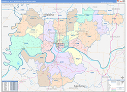 Evansville Metro Area Wall Map Color Cast Style 2026