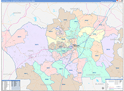 Fayetteville Metro Area Wall Map Color Cast Style 2026