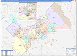 Fresno Metro Area Wall Map Color Cast Style 2026