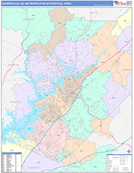 Gainesville Metro Area Wall Map Color Cast Style 2026