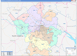 Greenville Metro Area Wall Map Color Cast Style 2026